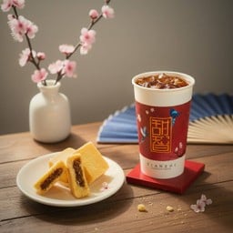 ชาดำและพายสับปะรด1ชิ้น