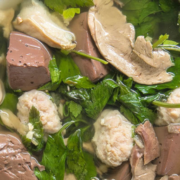 KG03.19 ต้มเลือดหมู (หมูสับ ตับหมู เลือดหมู รวม 150 กรัม)