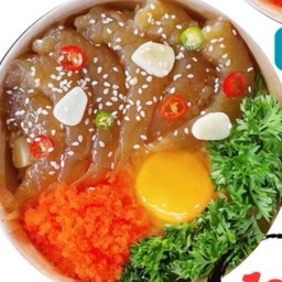 เมนูแนะนำ!!! ข้าวหน้ากุ้งดองซีอิ้ว+ไข่ดอง+ไข่กุ้ง