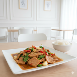 กะเพราหมู กับข้าว