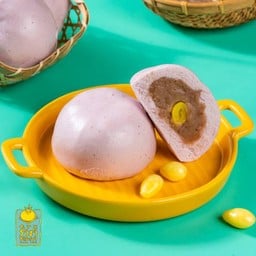 ซาลาเปาไส้เผือกแปะก๊วยแป้งมันม่วง  4 ลูก - ราชาซาลาเปา