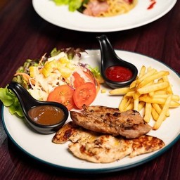 สเต็กคู่หู หมูกับไก่