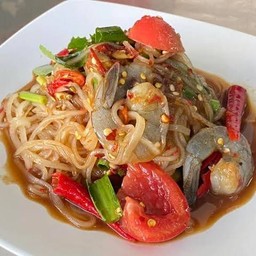 ตำเส้นเล็กกุ้งสดปลาร้า