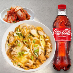 [อร่อยซ่ากับโค้ก] Oyakodon ข้าวหน้าไก่กับไข่ กิมจิ +  โค้ก ออริจินัล (ขวด)