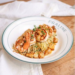 Spicy garlic shrimp angle hair pasta