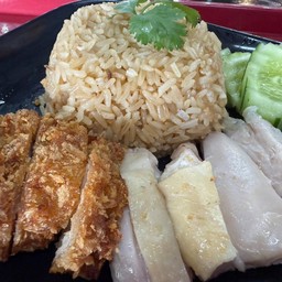 ข้าวมันไก่ต้ม+ไก่ทอด