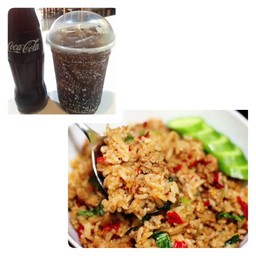 ชุดคู่กะเพราเนื้อสับคลุกข้าว+โค้กแก้วใหญ่