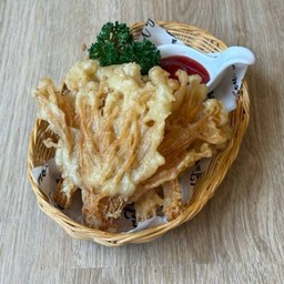 เห็ดเข็มทองทอด : Fried Enoki Mushrooms