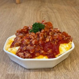 ข้าวหน้าไข่ข้นหมูซอสแดง :  Creamy Omlette with Red Sauce Pork over rice