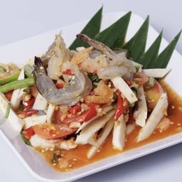 ตำยอดมะพร้าวกุ้งสด