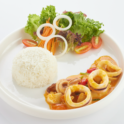 L ข้าวราด ผัดไข่เค็ม