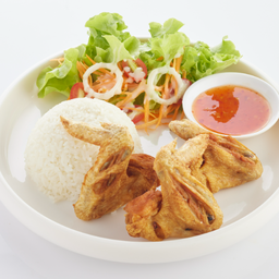 L ข้าวราด ปีกไก่ทอดเกลือ