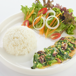 L ข้าวราด คะน้าฮ่องกง