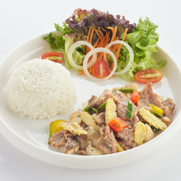 L ข้าวราด ผัดพริกไทยดำ