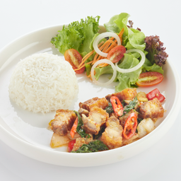 L ข้าวราด ผัดพริกเผา