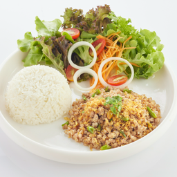 L ข้าวราด หมูคั่วพริก