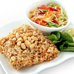 L ส้มตำปลาดุกฟู