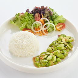 L ข้าวราด กะปิผัดสะตอ