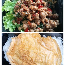 ข้าวกะเพราหมูสับ+ไข่เจียว