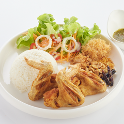L ข้าวราด ปีกไก่ทอดตะไคร้