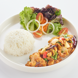 L ข้าวราด ผัดเม็ดมะม่วง