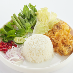 L ข้าวราด ไข่ฟูหมูสับปลาเค็ม