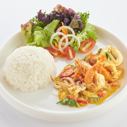 L ข้าวราด ผัดผงกะหรี่
