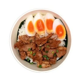 ข้าวหมูน้ำมันหอย+ไข่ต้ม