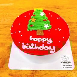 เค้กมินิมอล/โทนขาวแดง/ต้นคริสต์มาส ขนาดครึ่งปอนด์   (V)