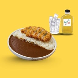 Combo Set ข้าวแกงกะหรี่หมูสันนอก+น้ำเก๊กฮวย