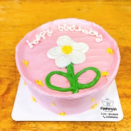 เค้กมินิมอล/โทนชมพู/ดอกไม้ ขนาดครึ่งปอนด์ (C)