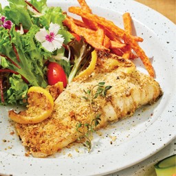 สเต็กปลาซีแบสส์ย่างครัสท์สมุนไพร