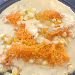 วาฟเฟิลไส้ฝอยทอง+ข้าวโพด