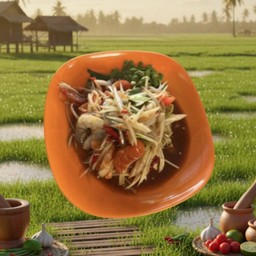 ตำแซลม่อนกุ้งสดปลาร้า