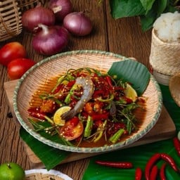 ตำกระเฉดกุ้งสด