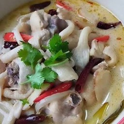 ต้มข่าไก่ ใส่เห็ดนางฟ้า