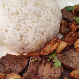 KH01.29 ข้าวสวย+ตับหมูทอดกระเทียม 50 กรัม