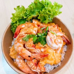 ไข่ข้นกุ้งราดข้าว