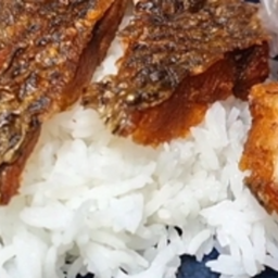 KH01.31 ข้าวสวย+ปลานิลแดดเดียวทอด 50 กรัม
