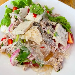 ยำเส้นแก้วหมูยอ+หมูสับ