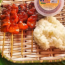 ไก่แดง4ไม้ + ข้าวเหนียว 1+ น้ำพริกแมงดา