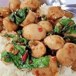 ข้าวกระเพราลูกชิ้น