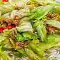 KH02.57 ผัดน้ำปลา กะหล่ำ 50 กรัม หมูสับ 50 กรัม ราดช้าว