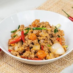 ข้าวหมูสับผัดไข่เค็ม