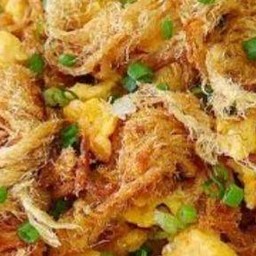 ข้าวหน้าไข่คั่วหมูหยองโรยต้นหอม