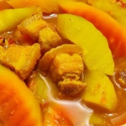 KH03.91   แกงส้ม มะละกอ 50 กรัม หมูสามชั้น 50 กรัม+ข้าวสวย