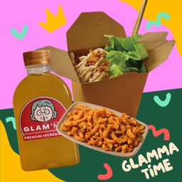 (ปีใหม่2026) หมี่ไก่ฉีกแกรมม่า 1 กล่อง + หมูกระจกแซ่บ 15G + น้ำ 1 ขวด