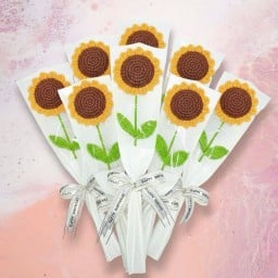 ดอกไม้โครเชต์ ทานตะวัน ( 1ดอก ) + การ์ดอวยพรวันเกิด