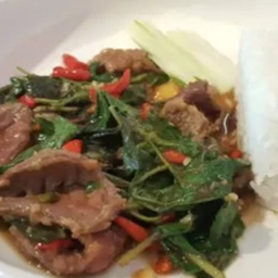 KH08.34 ผัดกะเพราเนื้อวัว 50 กรัม ราดข้าว