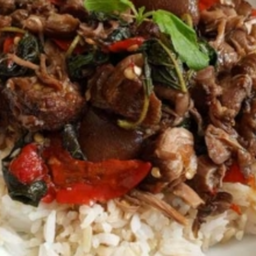 KH08.03 ผัดกะเพราหมู ตุ๋น 50 กรัม ราดข้าว